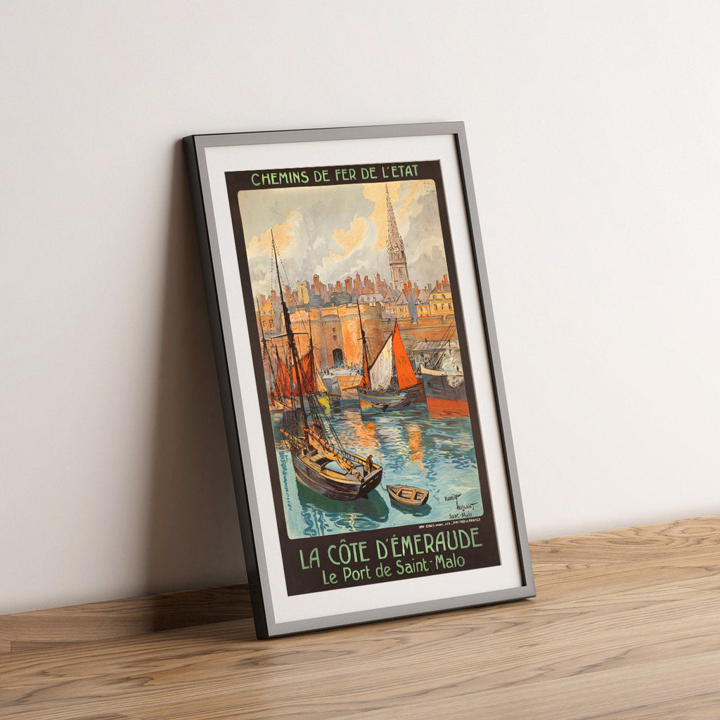 Hochauflösender Druck - A4, A3...20x30 Zoll... Chemins De Fer De L'État, La Côte D'Émeraude, Le Port De Saint-Malo, Reiseposter