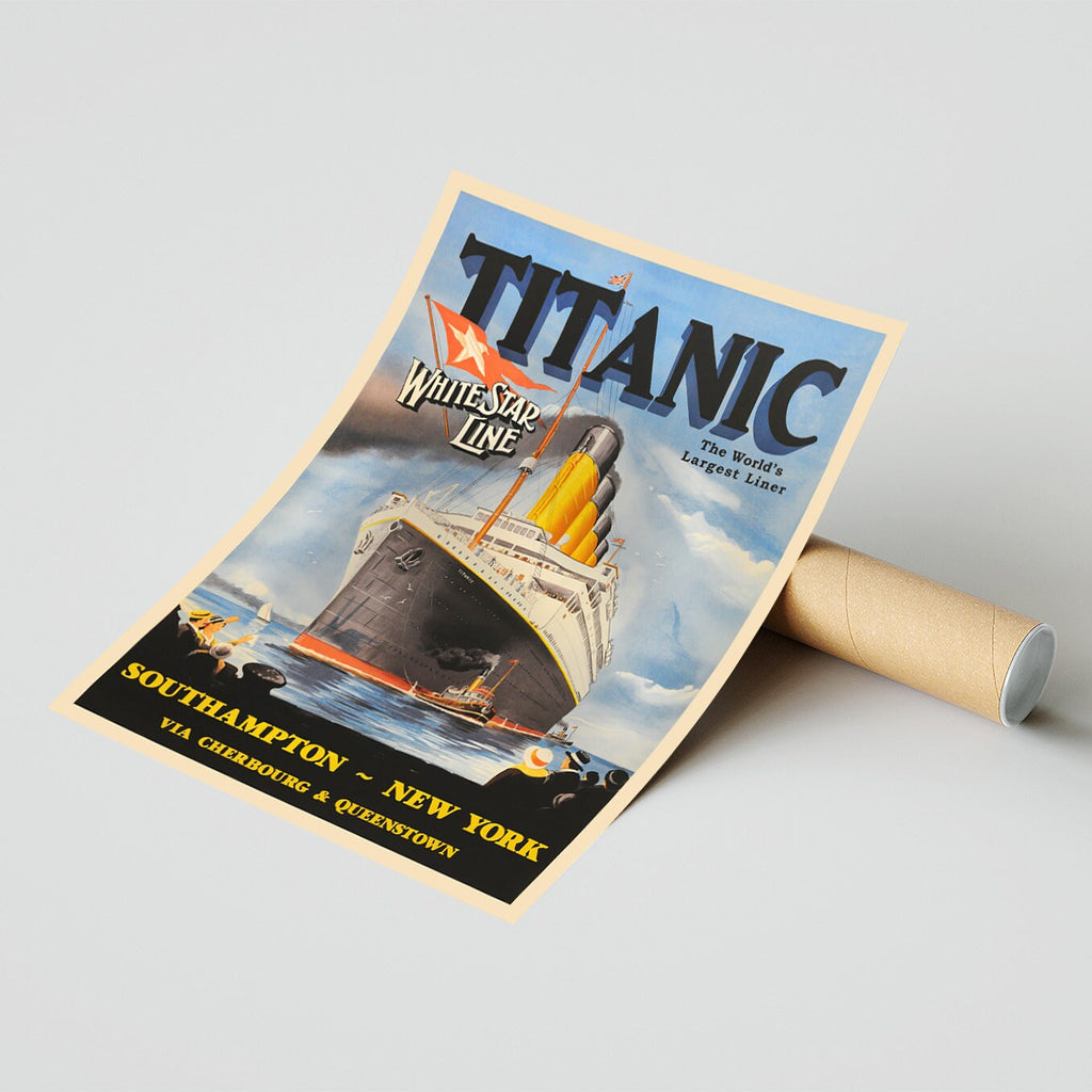 Hi-Res Print – A4, A3... 20x30 Zoll... White Star Line, Der größte Liner der Welt Titanic, New York – Reiseboot-Poster