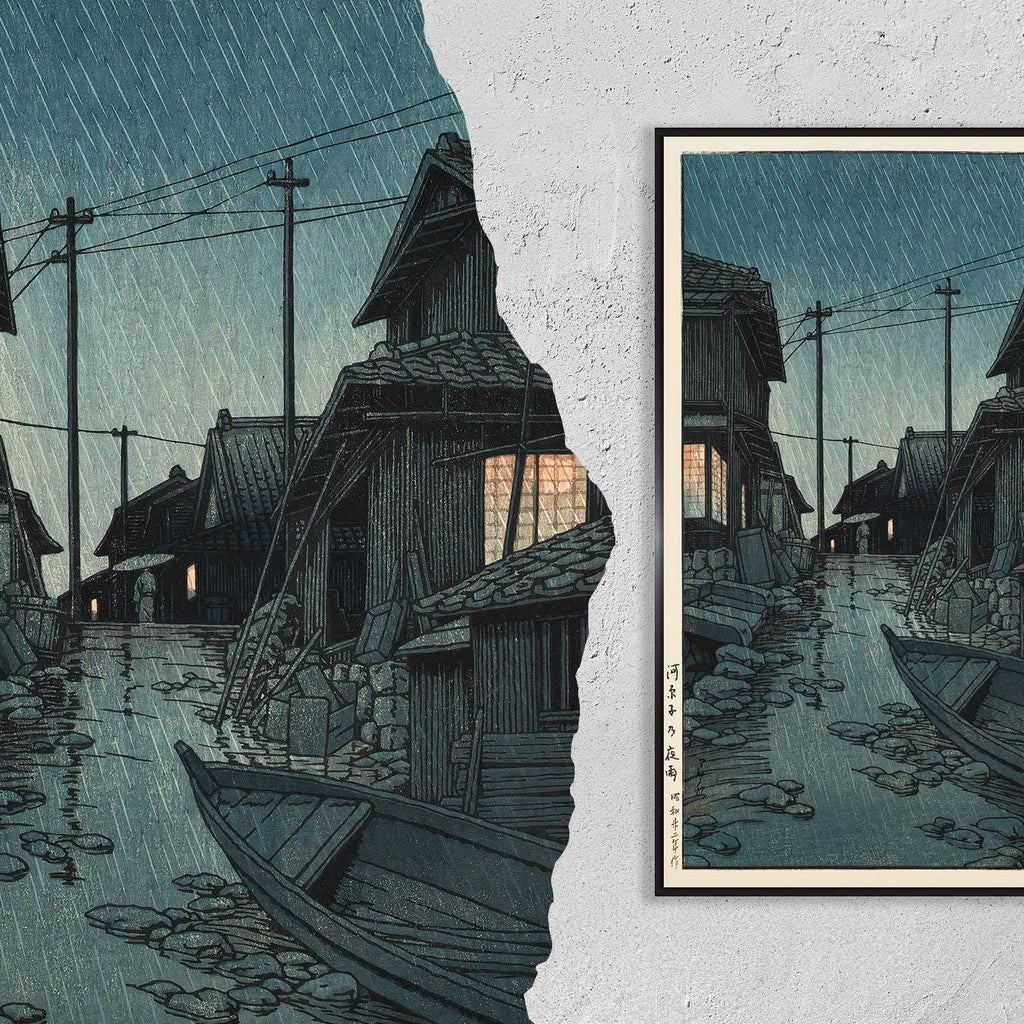 Kawarago Night Rain · Kawase Hasui Ukiyo-e