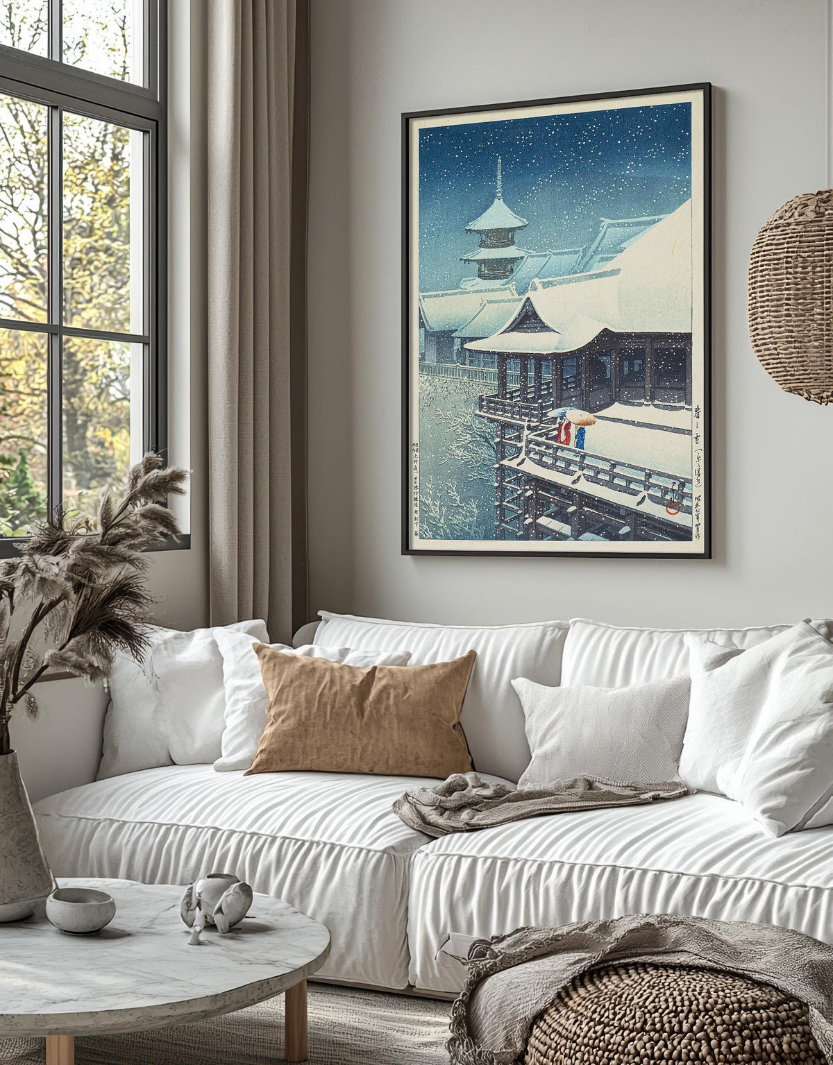 Vintage Kunstdruck Poster – A4, A1...20x30 Zoll... Frühlingsschnee am Kiyomizu-Tempel in Kyoto, Poster von Kawase Hasui, Ukiyo-e-Druck, 1932