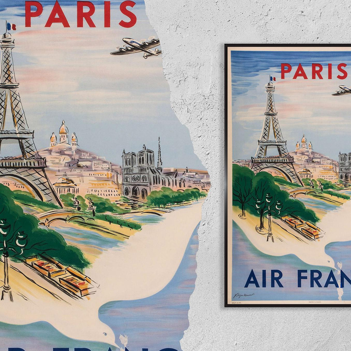Air France · Paris · Eiffel Tower · Sacré-Coeur · Notre-Dame · 1950