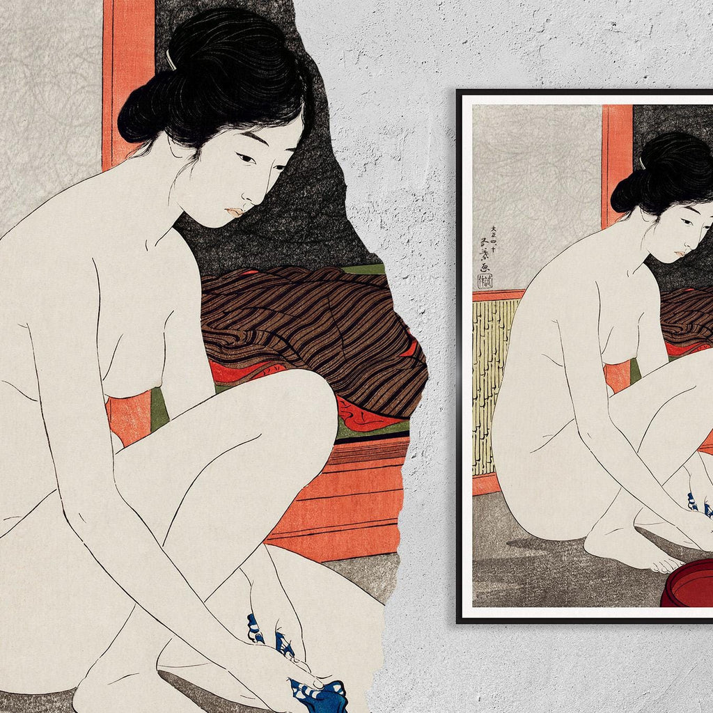 Vintage Kunstdruck-Poster – A4, A1...20x30 Zoll... Japanische Kunst Frau im Bad, 1915 von Goyō Hashiguchi Druck Ukiyo-e Druck, Japanisch