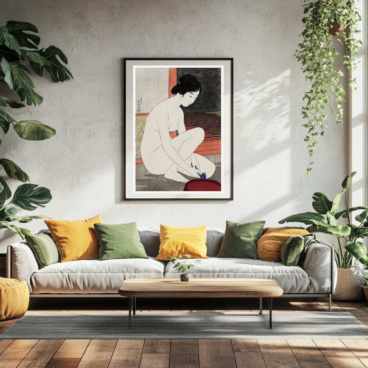 Vintage Kunstdruck-Poster – A4, A1...20x30 Zoll... Japanische Kunst Frau im Bad, 1915 von Goyō Hashiguchi Druck Ukiyo-e Druck, Japanisch