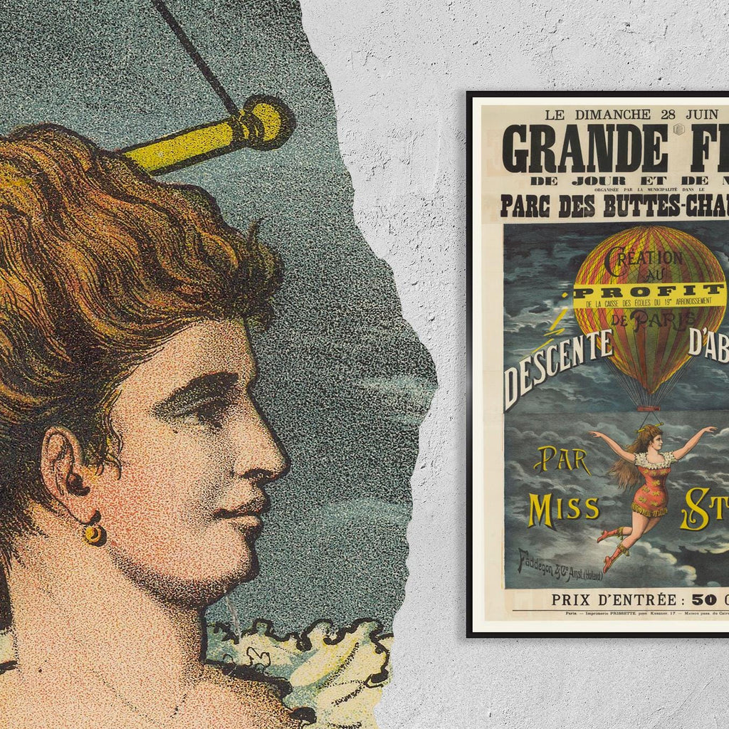 Vintage Fine Art Poster - A4, A1...20x30 inch... Le Dimanche, 1885. Grande fête, Paris, Descente d'Absalon par Miss Sten