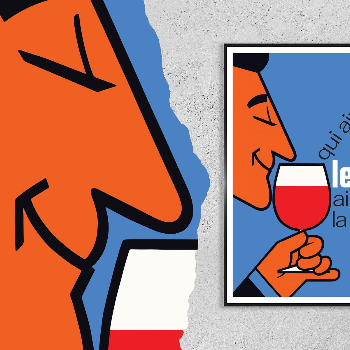 Vintage Fine Art Poster - A4, A1...20x30 inch... Who loves wine, loves life, Qui Aime Le Vin Aime la Vie - Alcohol Drink