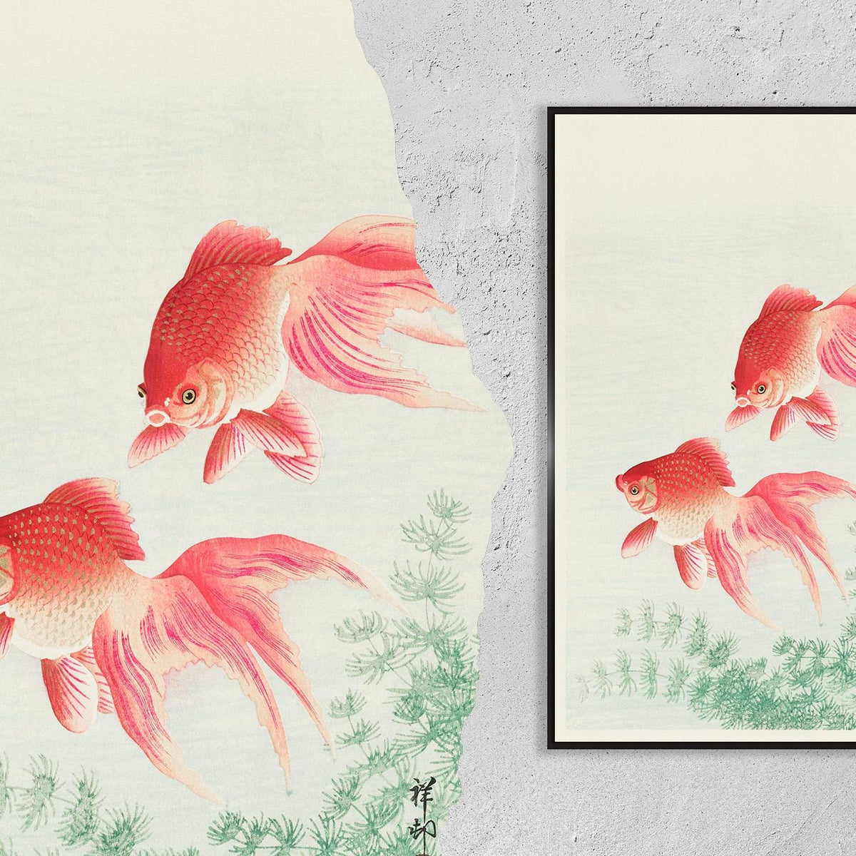 Hi-Res Print - A4, A3...20x30 Zoll... Zwei Schleierschwänze, 1926 von Ohara Koson Kunstdruck Ukiyo-e Poster Japan, Japanische Wandkunst