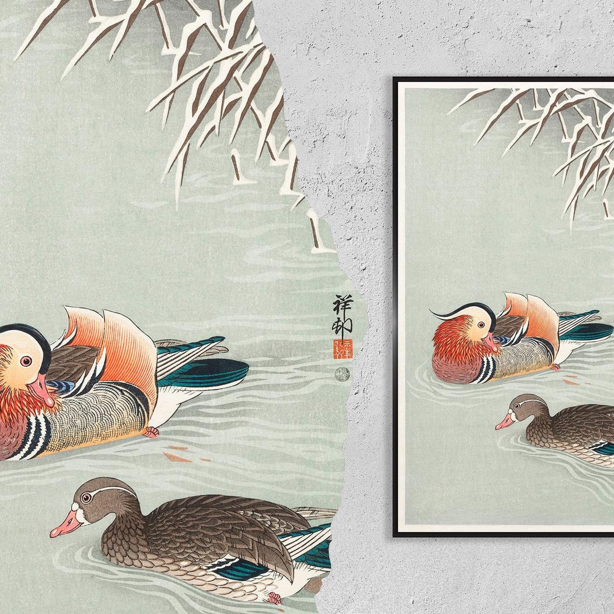Hi-Res Print - A4, A3...20x30 Zoll... Mandarinenten, 1927 von Ohara Koson Druck Ukiyo-e Poster Japan, Japanische Wandkunst
