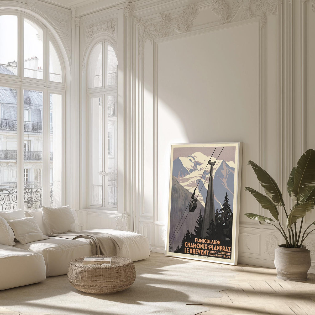 Vintage Kunstdruck - A4, A1...20x30 Zoll... PLM Funiculaire Chamonix-Planpraz. Le Brévent, Mont Blanc, Rodger Broders, 1928