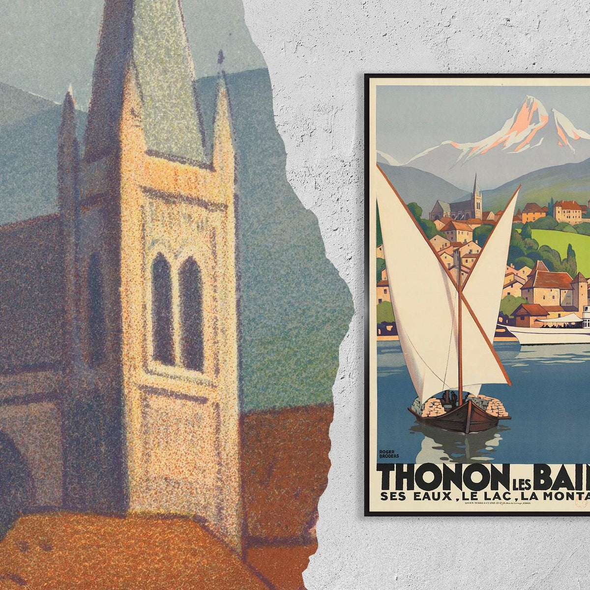 Vintage Fine Art Poster - A4, A1...20x30 inch... PLM, Thonon Les Bains, ses eaux, La montagne, Affiche by Roger Broders,