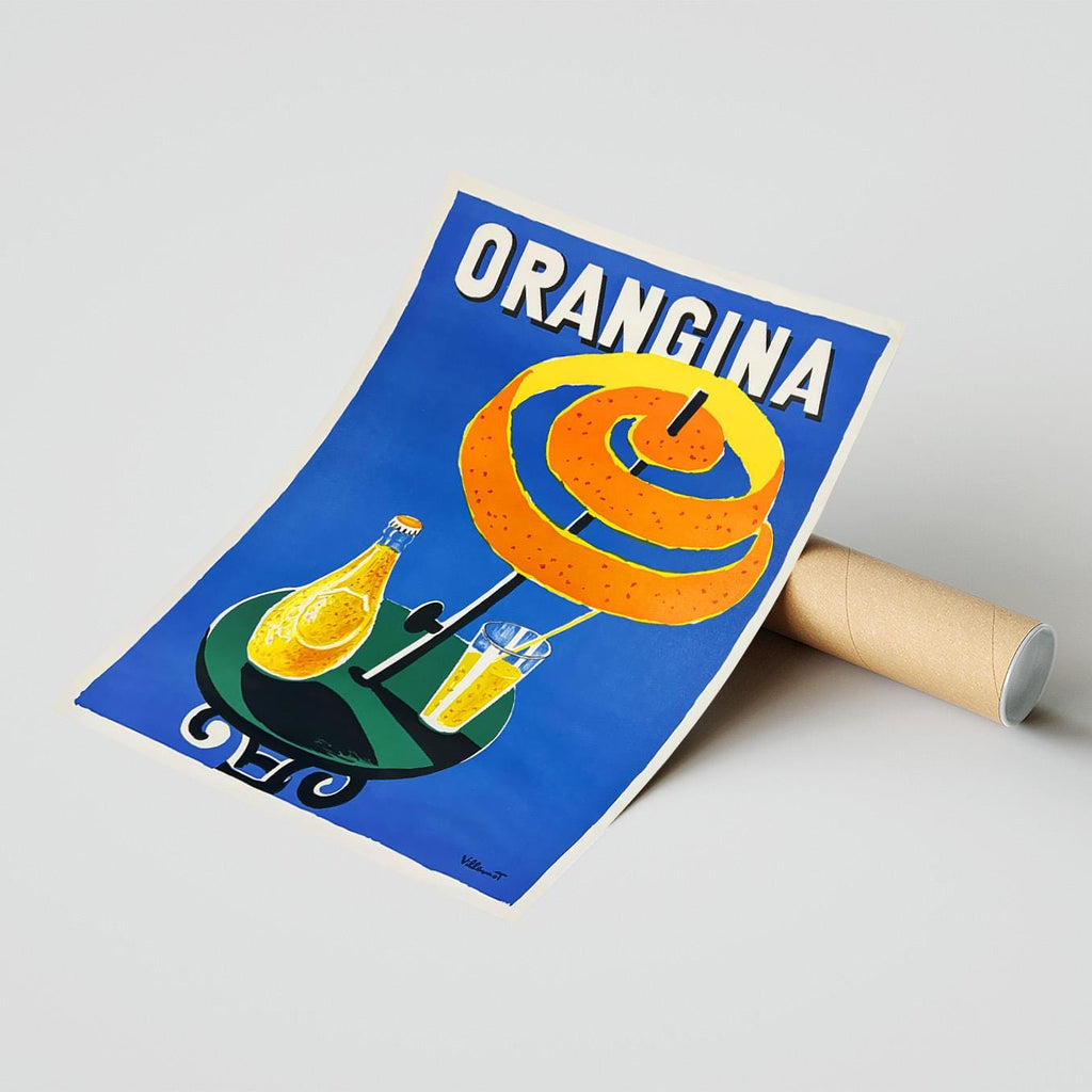 Vintage-Kunstdruck-Poster – A4, A1… 20x30 Zoll… Orangina „Terrasse und Sonnenschirm“, 1936 – Vintage-Getränke-Druck