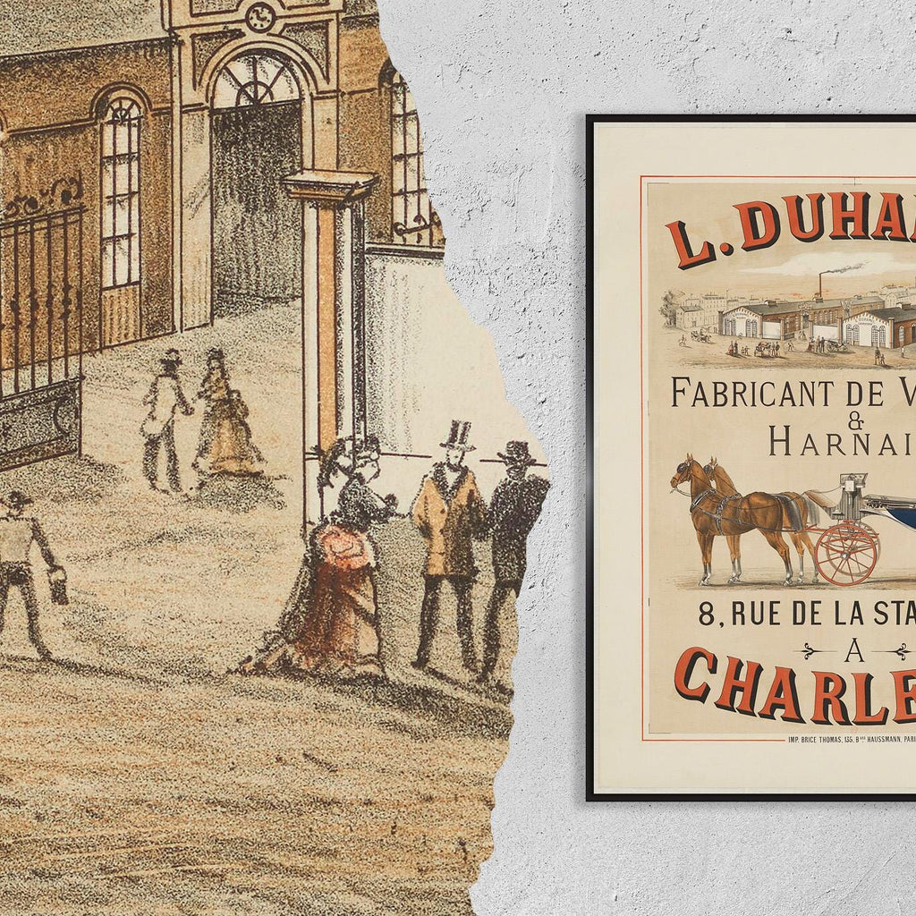 Vintage Fine Art Poster - A4, A1...20x30 inch... L. Duhamel. Fabricant de voitures & harnais, 8, rue de la Station, à Ch