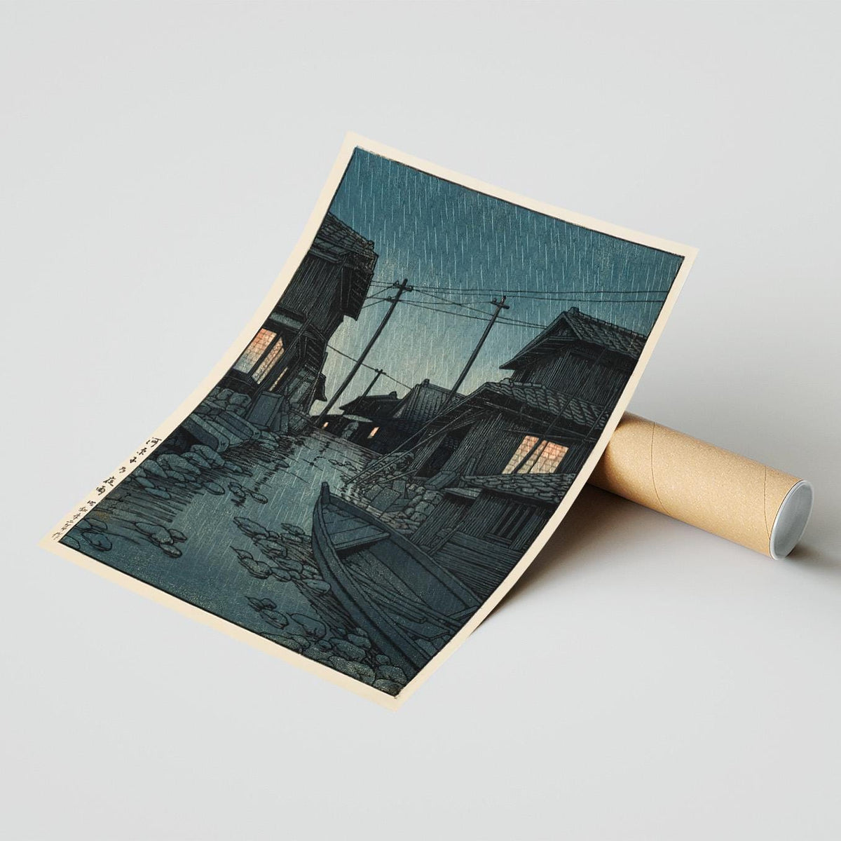 Kawarago Night Rain · Kawase Hasui Ukiyo-e
