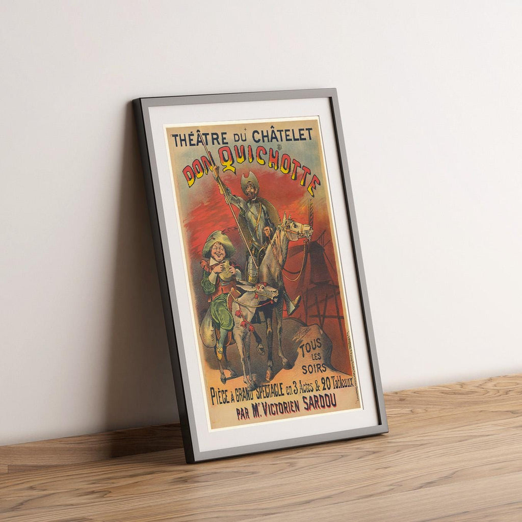 Vintage Kunstdruck-Poster - A4, A3...20x30 Zoll... Théatre du Chatelet. Don Quichotte, 1895, Paris, Alfred Choubrac, Spectacle Ad Print