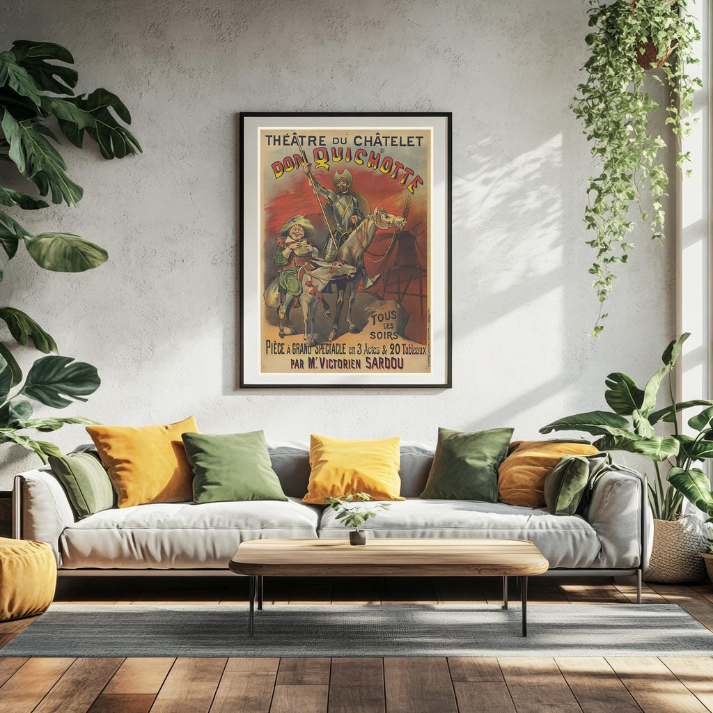 Vintage Kunstdruck-Poster - A4, A3...20x30 Zoll... Théatre du Chatelet. Don Quichotte, 1895, Paris, Alfred Choubrac, Spectacle Ad Print