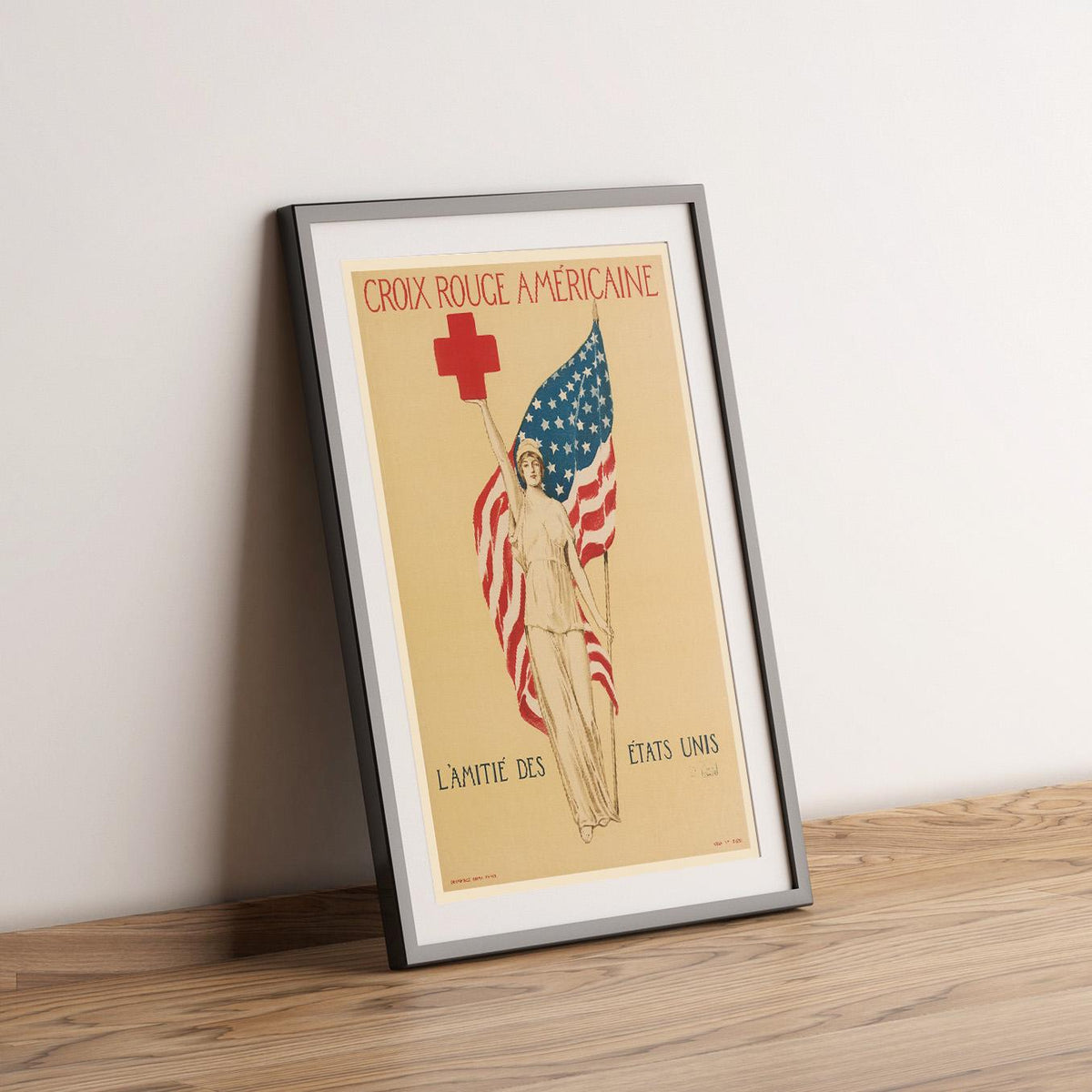 Kunstdruck im Vintage-Stil – A4, A3...20x30 Zoll... Croix Rouge Americaine. L'Amitié des États Unis, 1917, Amerikanisches Rotes Kreuz, Werbedruck