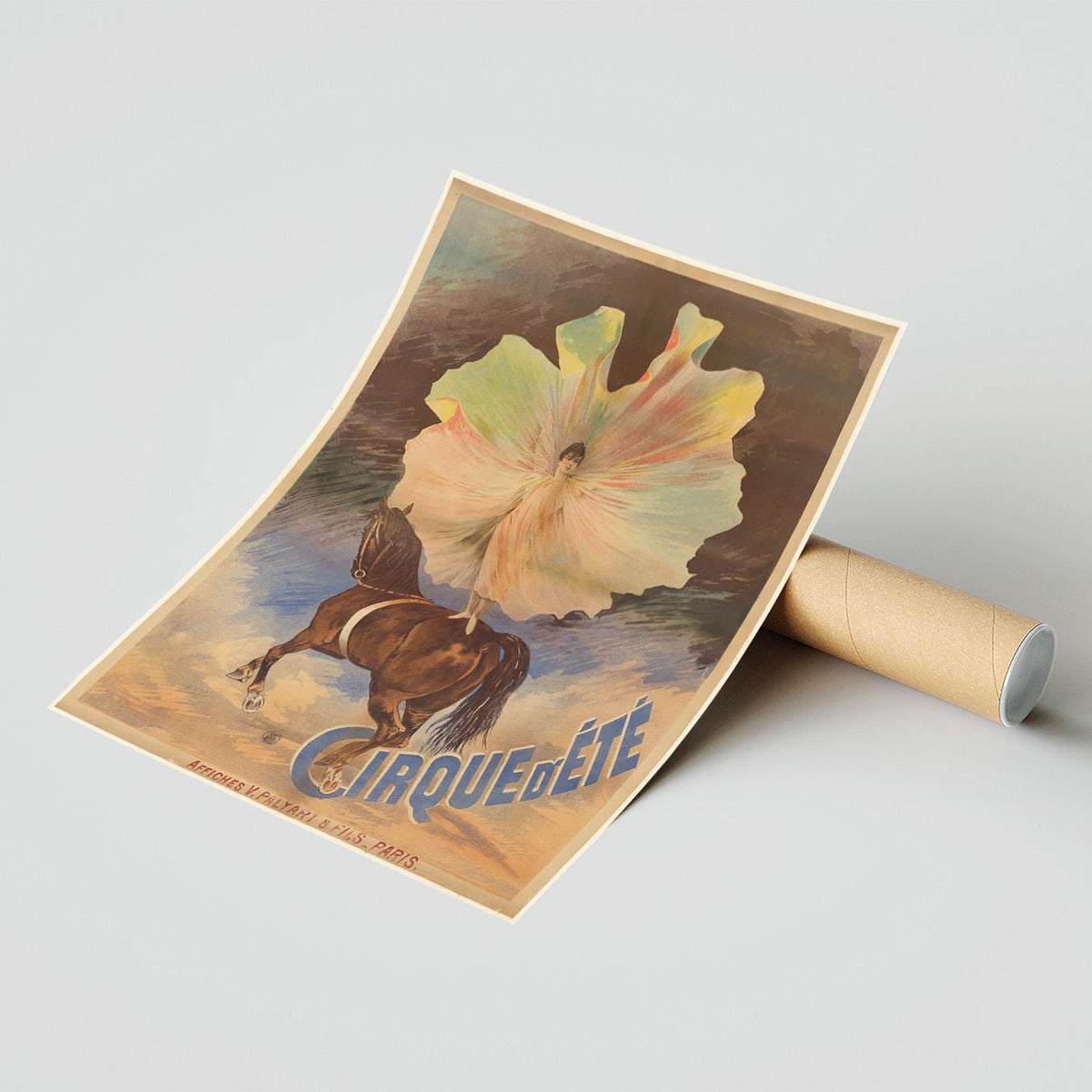 Kunstdruck im Vintage-Stil – A4, A3... 20x30 Zoll... Cirque d'Eté. Écuyère sur un cheval, 1895, Paris von Henri Gray, Vintage-Werbeplakat