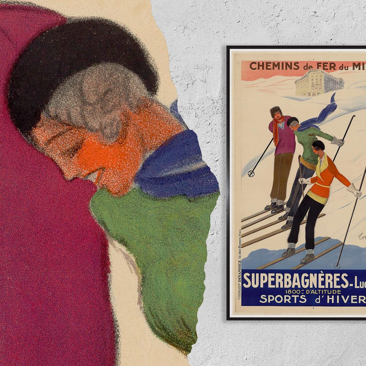 Vintage Fine Art Poster - A4, A1...20x30 inch... Superbagnères-Luchon, Chemins de fer du midi, PLM, 1929 by Leonetto Cap