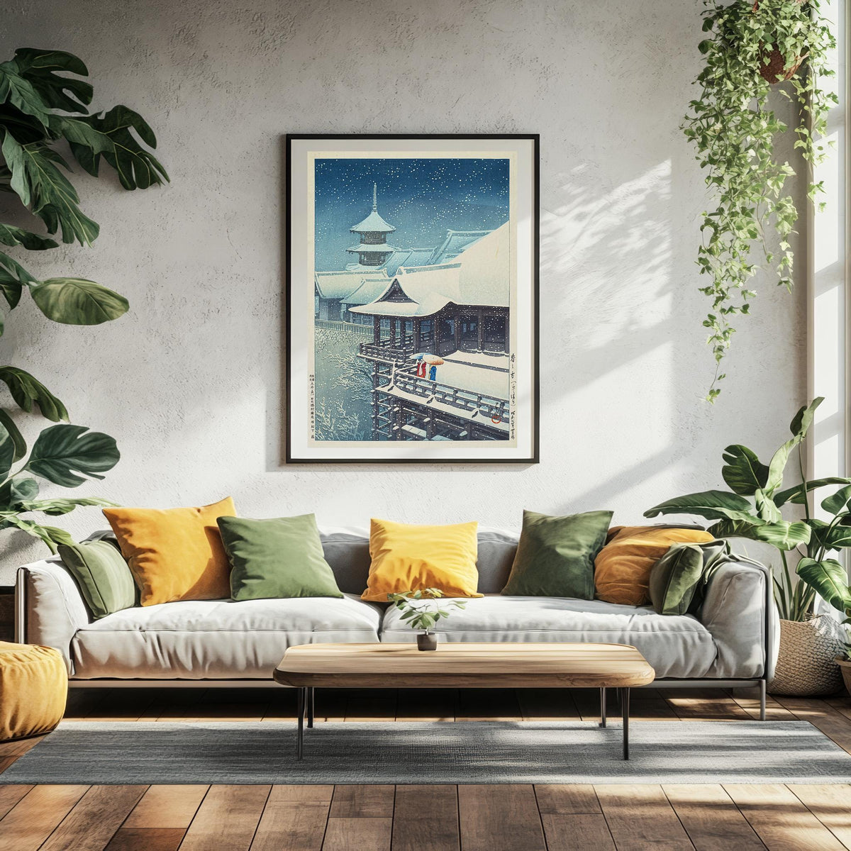 Vintage Kunstdruck Poster – A4, A1...20x30 Zoll... Frühlingsschnee am Kiyomizu-Tempel in Kyoto, Poster von Kawase Hasui, Ukiyo-e-Druck, 1932