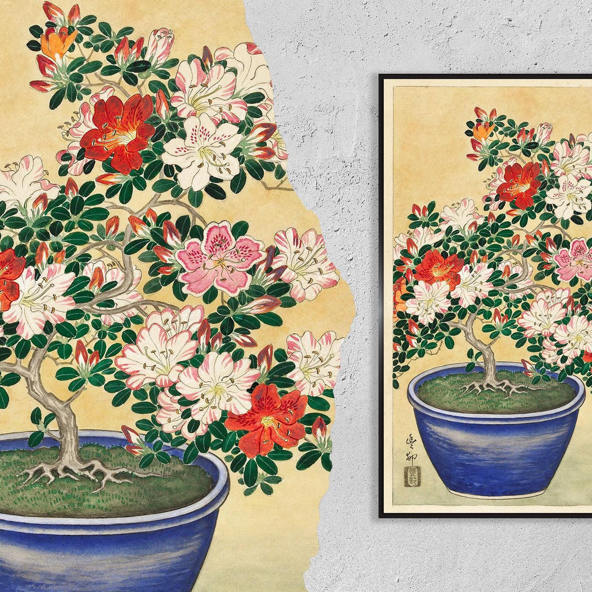 Blooming azalea in blue pot · Ohara Koson · 1920 · Ukiyo-e