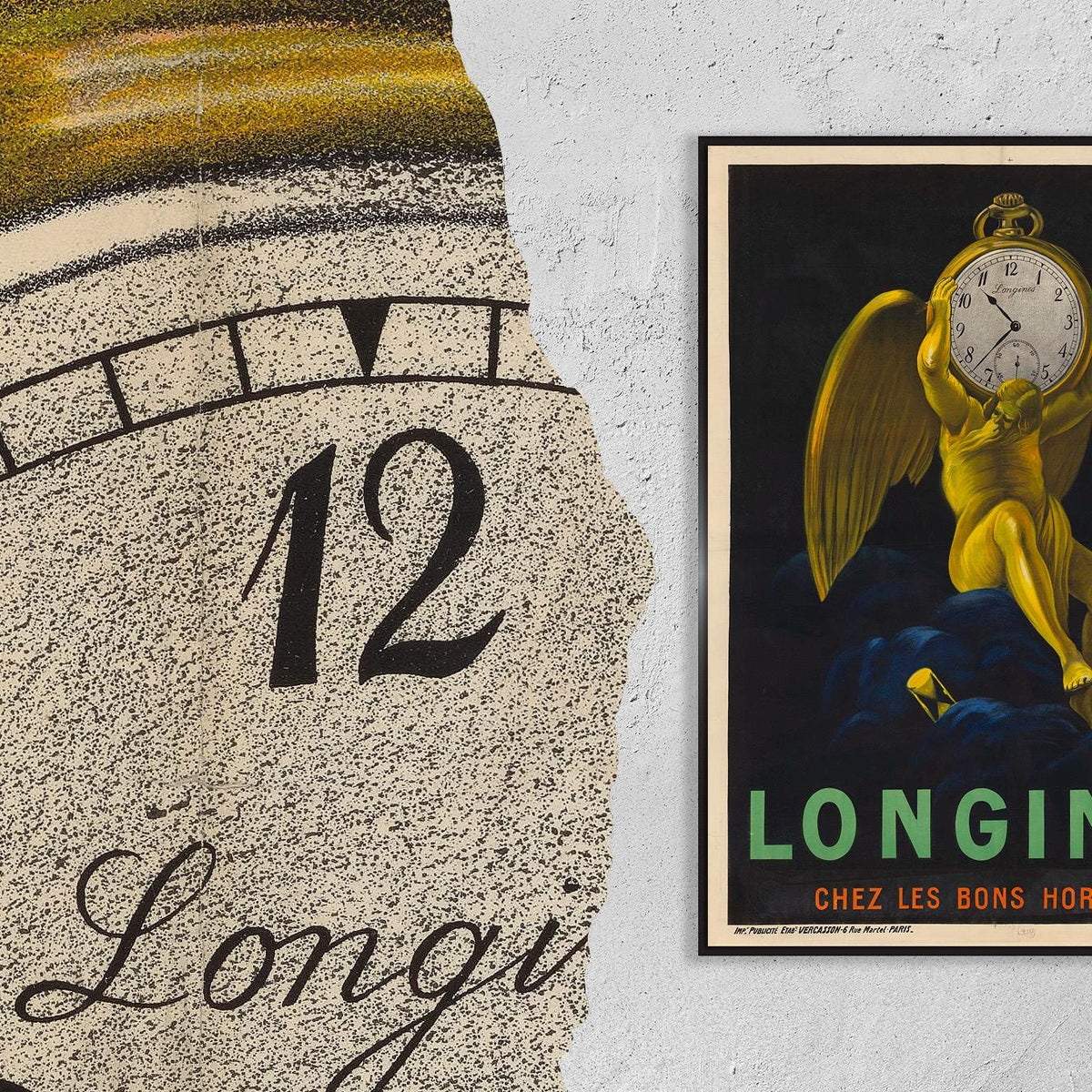 Vintage Fine Art Poster - A4, A1...20x30 inch... Longines chez les bons horlogers, 1911  - Antique Clock Advertising Pri