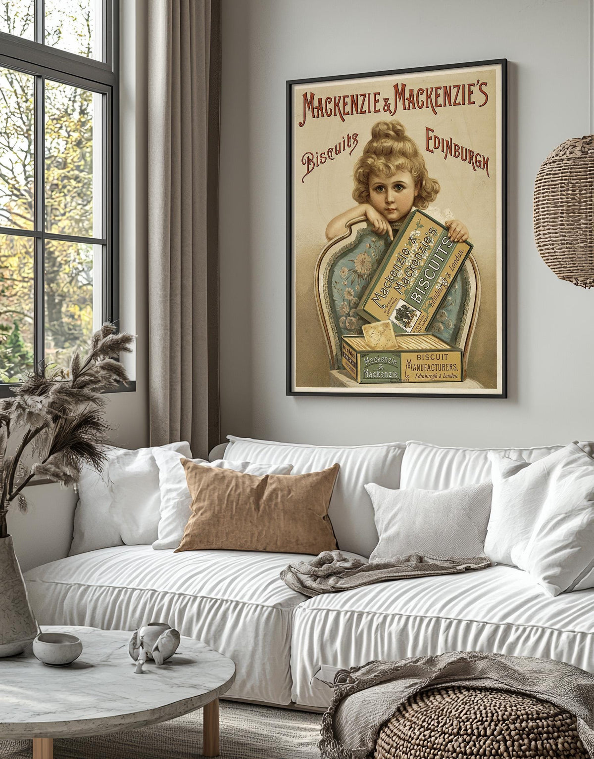 Vintage Kunstdruckposter – A4, A1...20x30 Zoll... Mackenzie and Mackenzie's. Biscuit Edinburgh, 1894, Werbedruck für Lebensmittel
