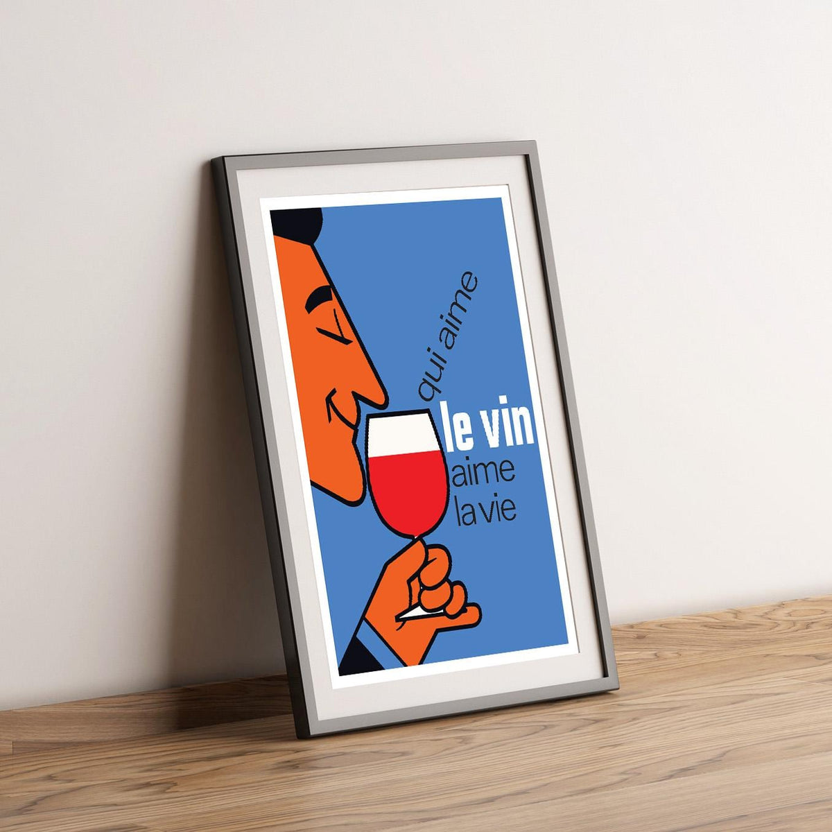 Vintage Kunstdruck-Poster - A4, A1...20x30 Zoll... Wer Wein liebt, liebt das Leben, Qui Aime Le Vin Aime la Vie - Alkoholgetränk, Ästhetische Kunst