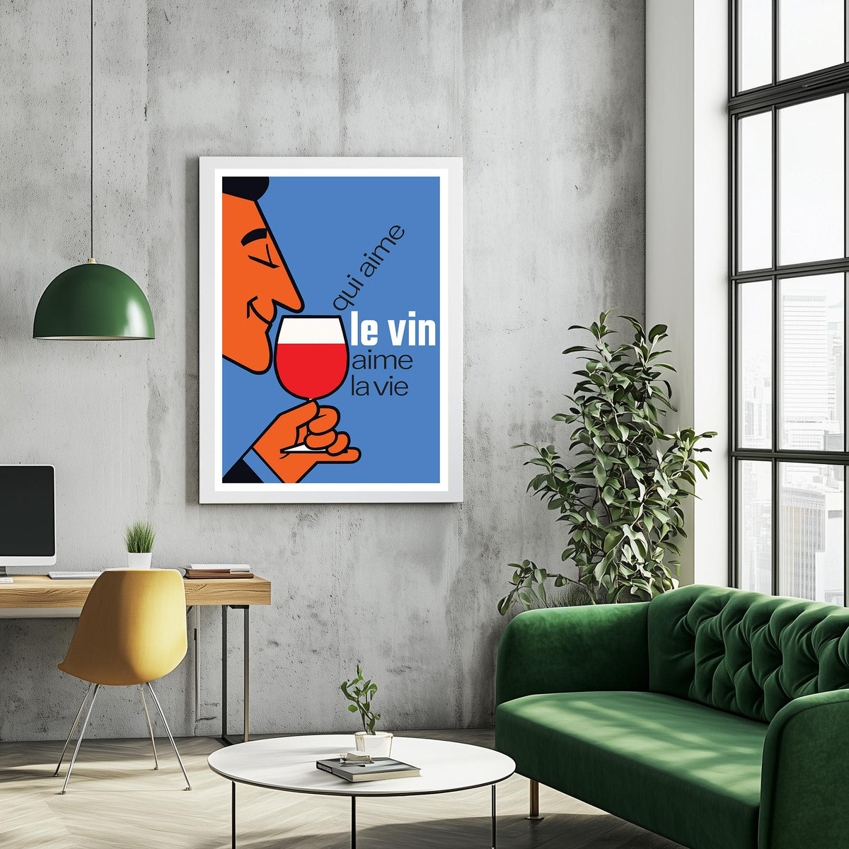 Vintage Kunstdruck-Poster - A4, A1...20x30 Zoll... Wer Wein liebt, liebt das Leben, Qui Aime Le Vin Aime la Vie - Alkoholgetränk, Ästhetische Kunst