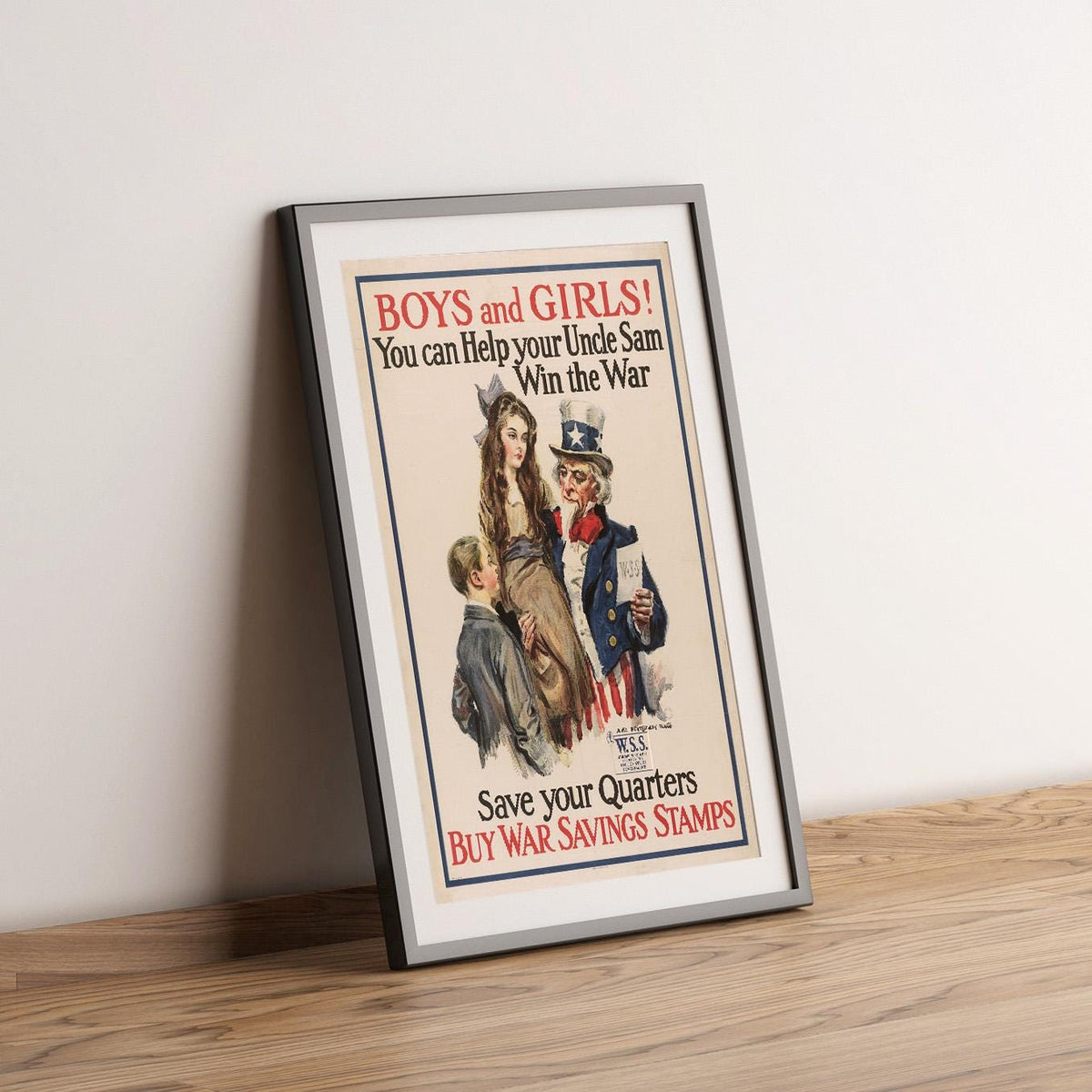 Vintage Kunstdruckposter - A4, A1... 20x30 Zoll... Sparen Sie Ihr Geld, kaufen Sie War Savings Stamps, 1917, USA von James Montgomery - Werbedruck