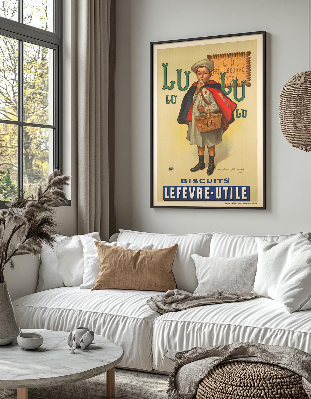 Vintage Kunstdruckposter - A4, A1...20x30 Zoll... Petit Beurre LU, Biscuit Lefevre Utile, von Firmin Bouisset, 1897 - Frankreich Lebensmittel-Druck