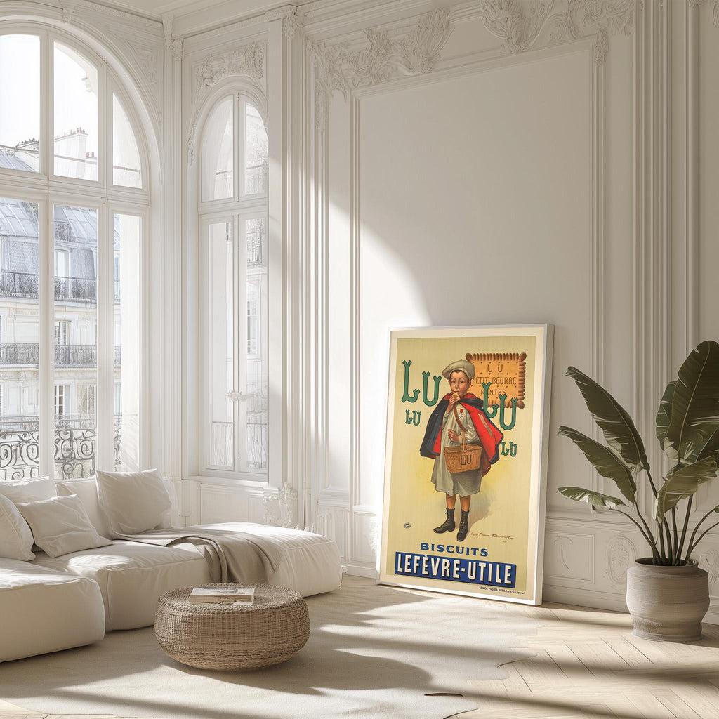 Vintage Kunstdruckposter - A4, A1...20x30 Zoll... Petit Beurre LU, Biscuit Lefevre Utile, von Firmin Bouisset, 1897 - Frankreich Lebensmittel-Druck