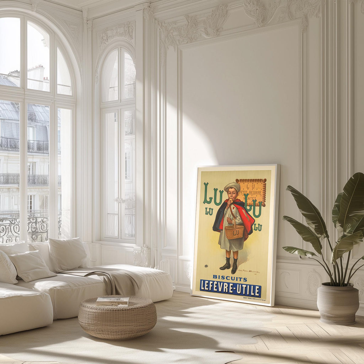 Vintage Kunstdruckposter - A4, A1...20x30 Zoll... Petit Beurre LU, Biscuit Lefevre Utile, von Firmin Bouisset, 1897 - Frankreich Lebensmittel-Druck