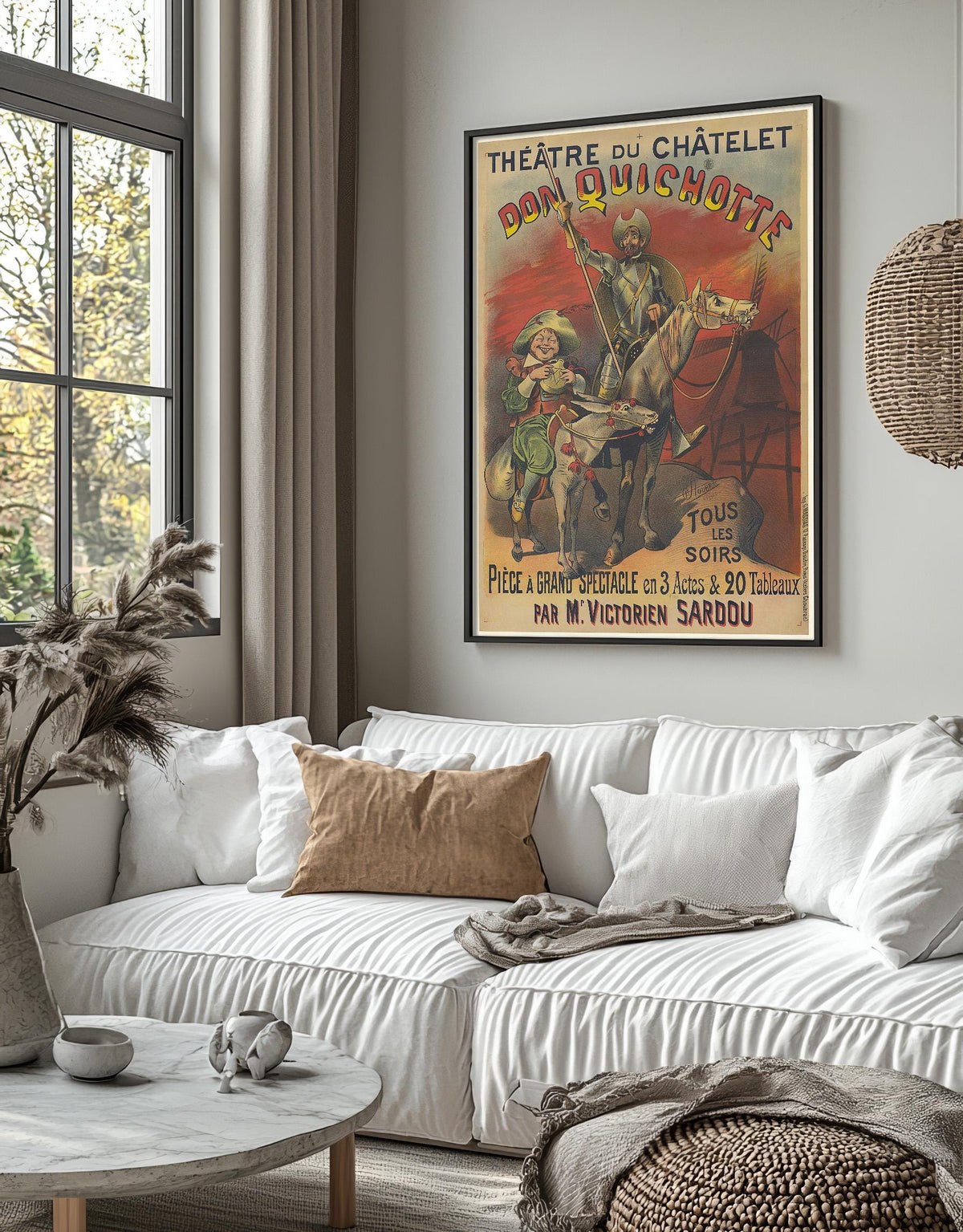 Vintage Kunstdruck-Poster - A4, A3...20x30 Zoll... Théatre du Chatelet. Don Quichotte, 1895, Paris, Alfred Choubrac, Spectacle Ad Print