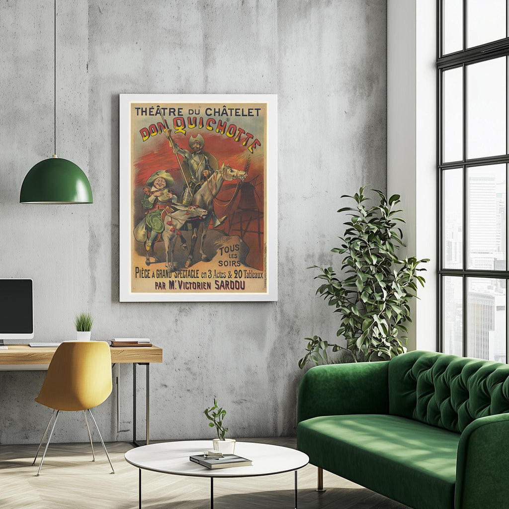 Vintage Kunstdruck-Poster - A4, A3...20x30 Zoll... Théatre du Chatelet. Don Quichotte, 1895, Paris, Alfred Choubrac, Spectacle Ad Print