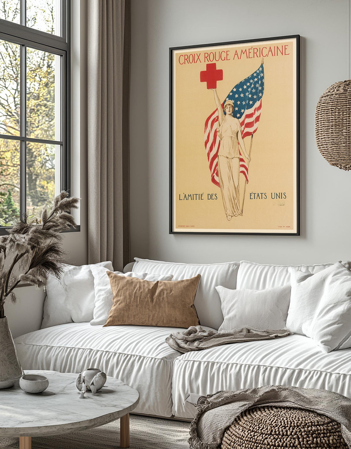 Kunstdruck im Vintage-Stil – A4, A3...20x30 Zoll... Croix Rouge Americaine. L'Amitié des États Unis, 1917, Amerikanisches Rotes Kreuz, Werbedruck