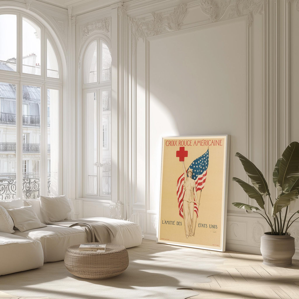 Kunstdruck im Vintage-Stil – A4, A3...20x30 Zoll... Croix Rouge Americaine. L'Amitié des États Unis, 1917, Amerikanisches Rotes Kreuz, Werbedruck