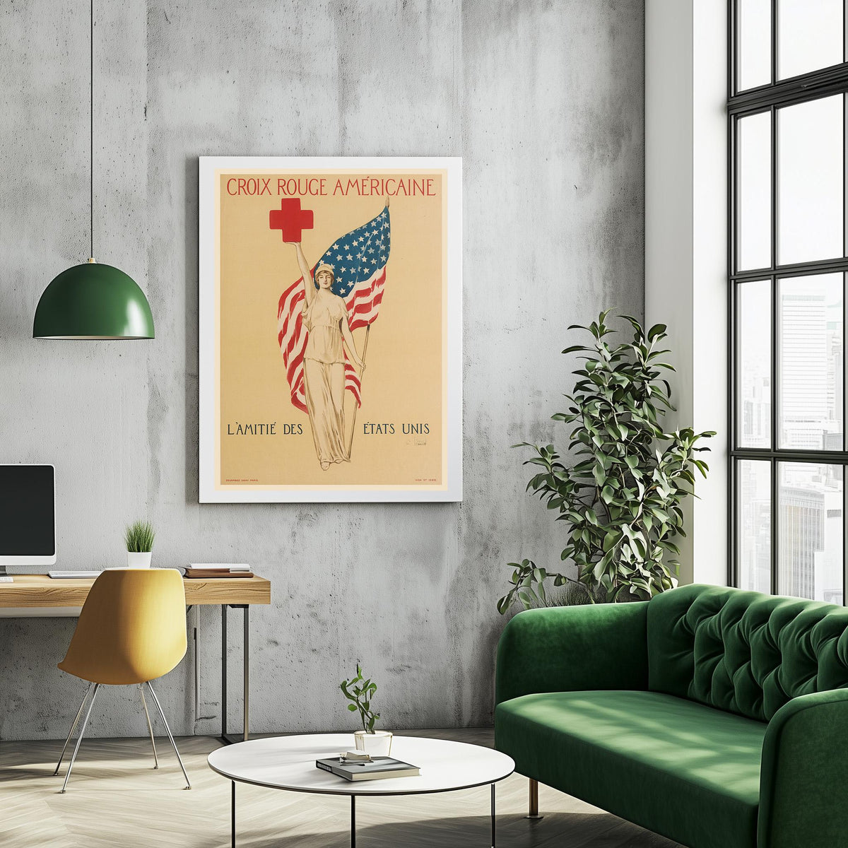 Kunstdruck im Vintage-Stil – A4, A3...20x30 Zoll... Croix Rouge Americaine. L'Amitié des États Unis, 1917, Amerikanisches Rotes Kreuz, Werbedruck