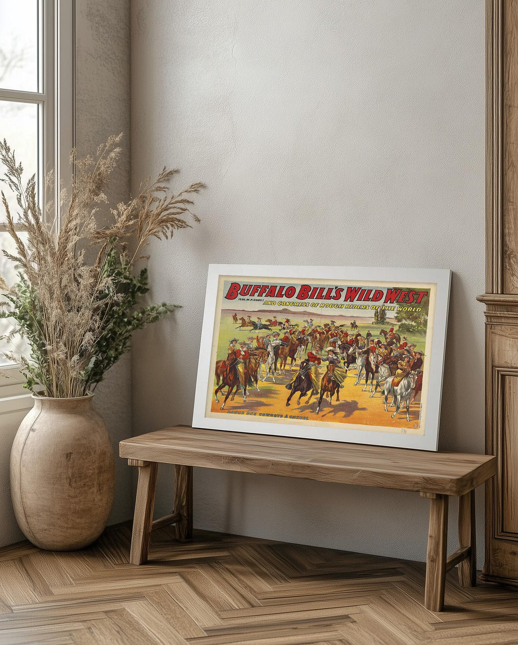 Vintage Kunstdruckposter - A4, A3...20x30 Zoll... Buffalo Bill's Wild West, Danse des cow-boys à cheval, 1905, Paris, Vintage Werbedruck