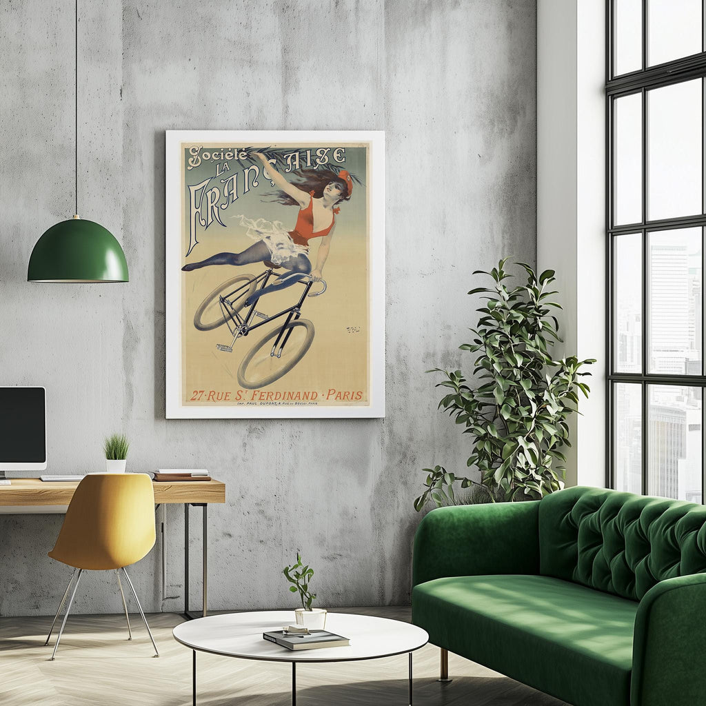 Vintage Fine Art Poster - A4, A1...20x30 Zoll... Société la Française von Pal. Paris, Fahrrad, Fahrräder, 1898 - Antiker Fahrradwerbedruck