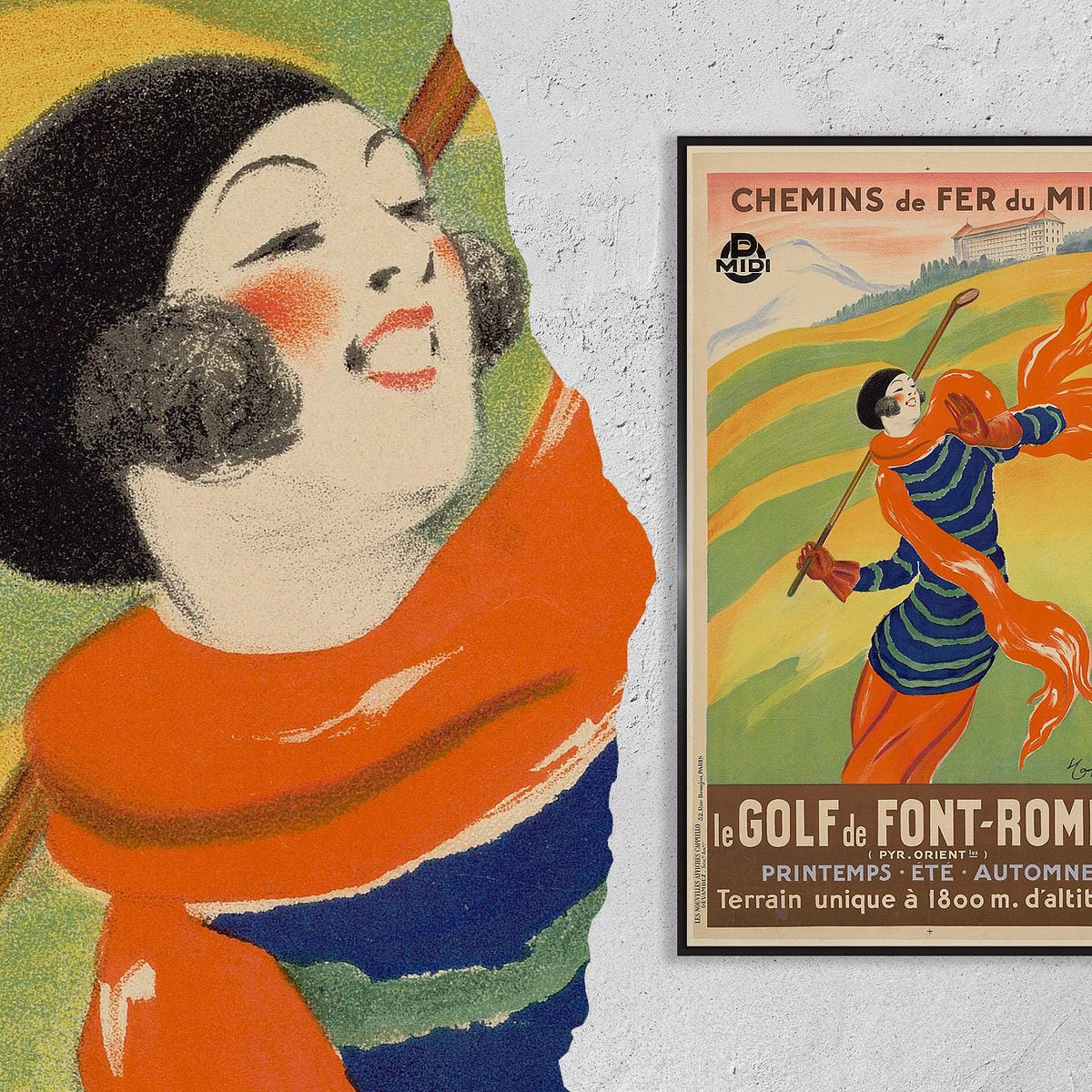 Vintage Fine Art Poster - A4, A3...20x30 inch... Le golf de Font-Romeu, Chemins de fer du midi, PLM, 1929 by Leonetto Ca