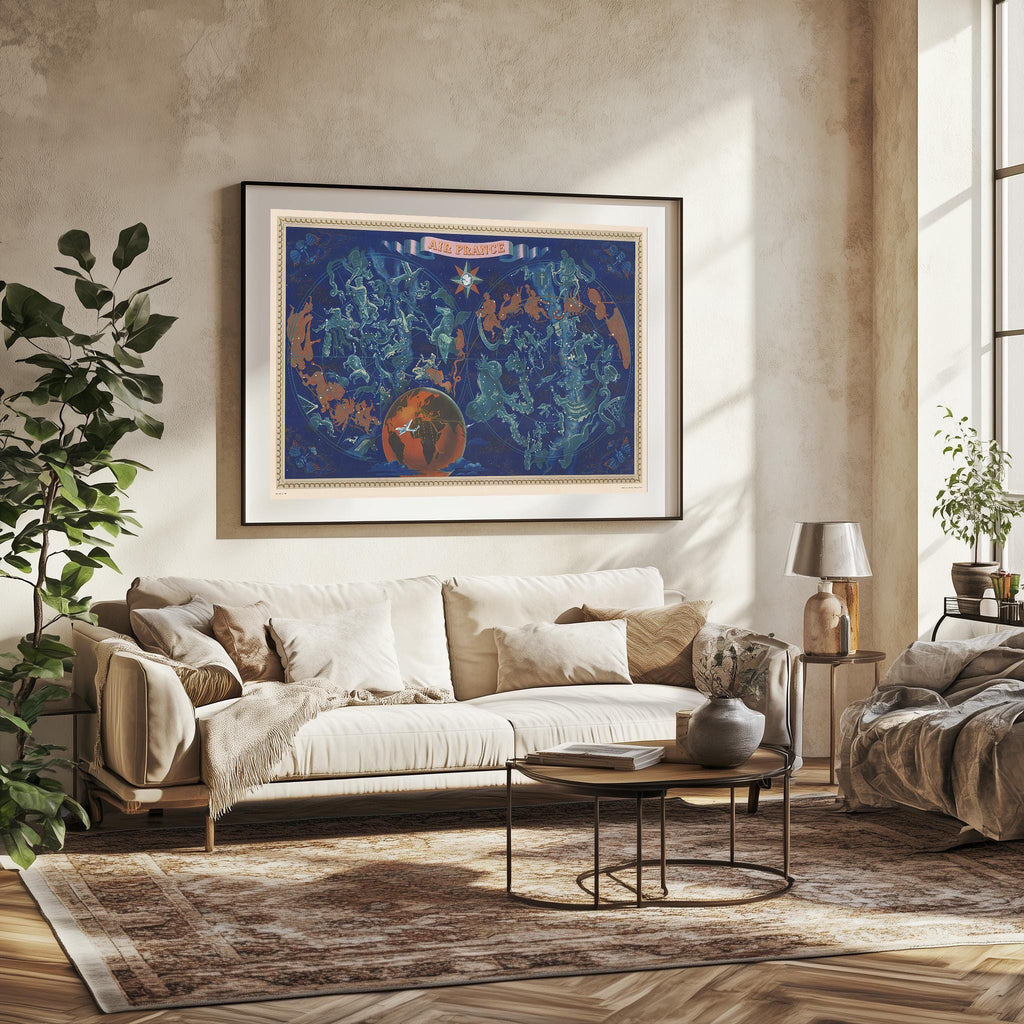 Air France Paris · A Celestial Planisphere Map · Star Chart · 1950