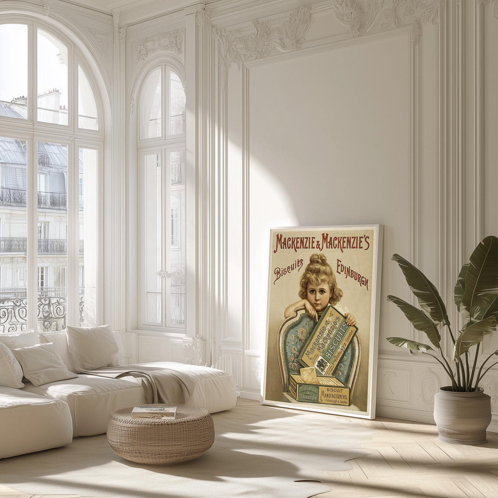 Vintage Kunstdruckposter – A4, A1...20x30 Zoll... Mackenzie and Mackenzie's. Biscuit Edinburgh, 1894, Werbedruck für Lebensmittel