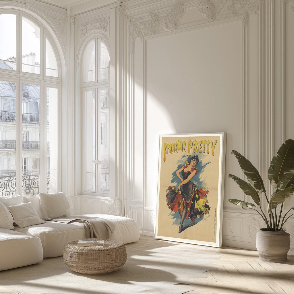 Vintage-Kunstdruckplakat - A4, A1...20x30 Zoll... Francine Pretty, A. Choubrac, 1890, Paris - Antiker Werbedruck