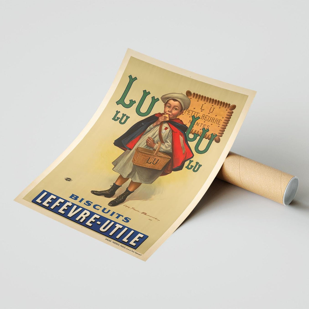 Vintage Kunstdruckposter - A4, A1...20x30 Zoll... Petit Beurre LU, Biscuit Lefevre Utile, von Firmin Bouisset, 1897 - Frankreich Lebensmittel-Druck