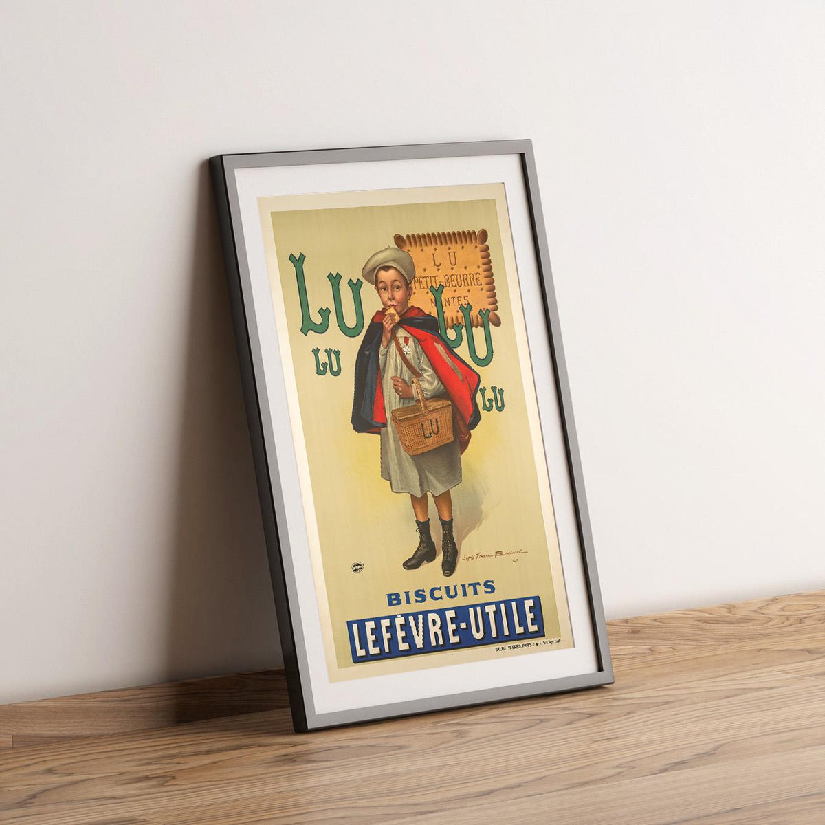 Vintage Kunstdruckposter - A4, A1...20x30 Zoll... Petit Beurre LU, Biscuit Lefevre Utile, von Firmin Bouisset, 1897 - Frankreich Lebensmittel-Druck