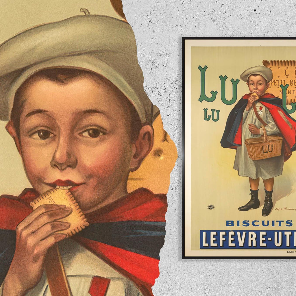 Vintage Fine Art Poster - A4, A1...20x30 inch... Petit Beurre LU, Biscuit Lefevre Utile, by Firmin Bouisset, 1897 - Fran