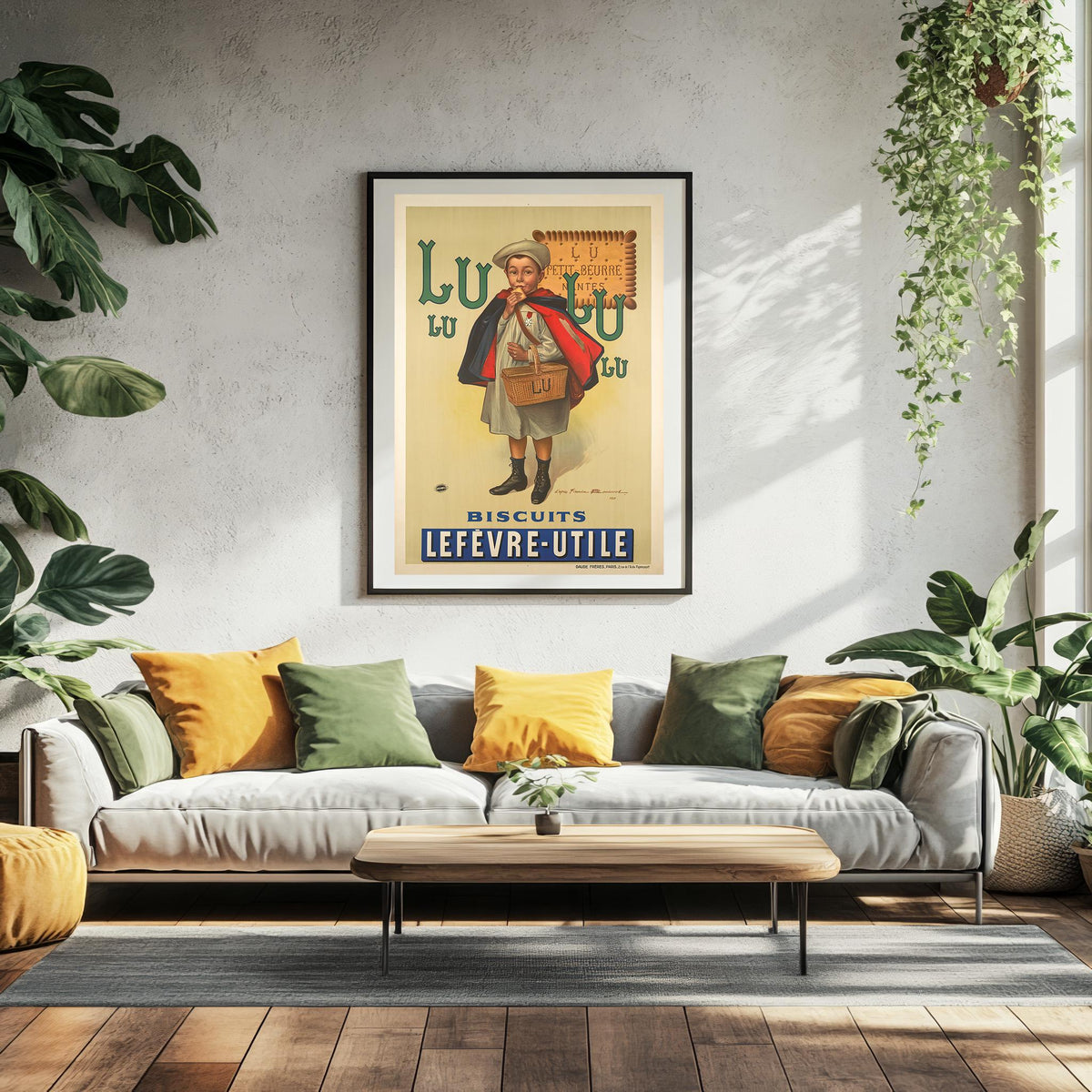 Vintage Kunstdruckposter - A4, A1...20x30 Zoll... Petit Beurre LU, Biscuit Lefevre Utile, von Firmin Bouisset, 1897 - Frankreich Lebensmittel-Druck