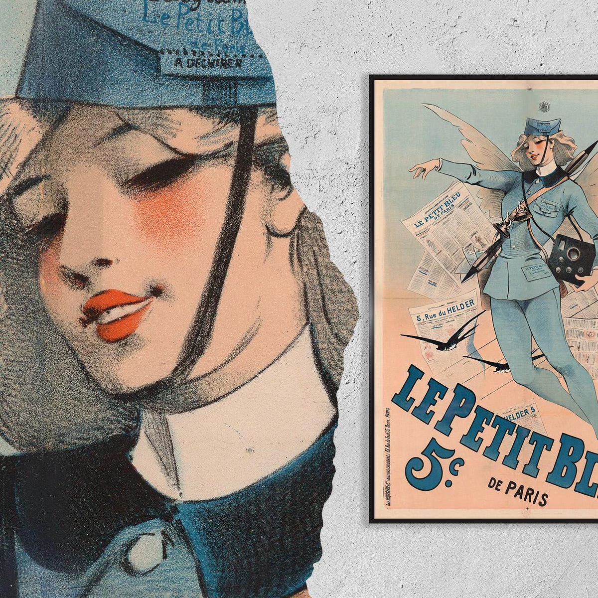 Vintage Fine Art Poster - A4, A1...20x30 inch... Le petit bleu de Paris, 5c, A. Choubrac, 1898, Paris - Antique Advertis