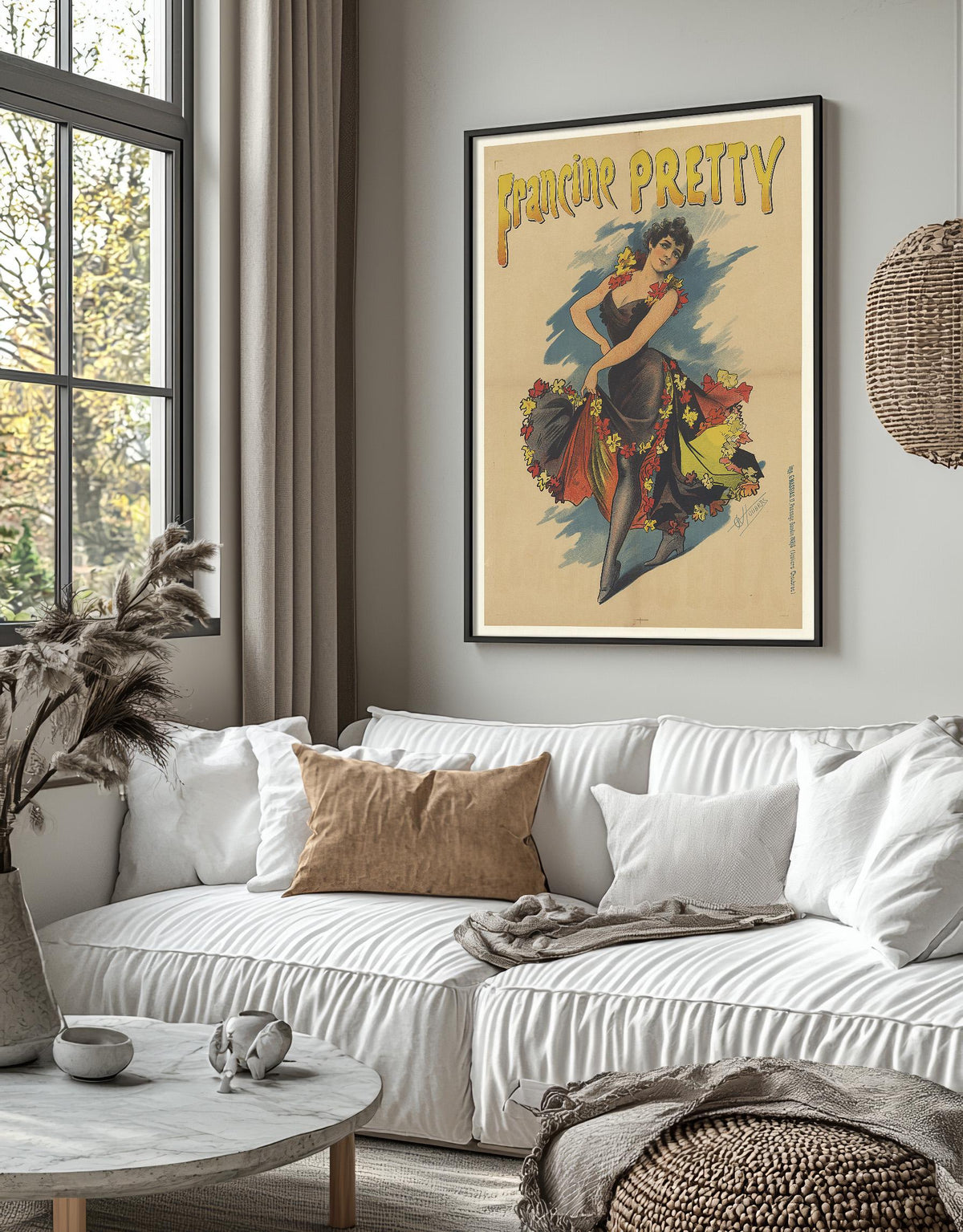 Vintage-Kunstdruckplakat - A4, A1...20x30 Zoll... Francine Pretty, A. Choubrac, 1890, Paris - Antiker Werbedruck