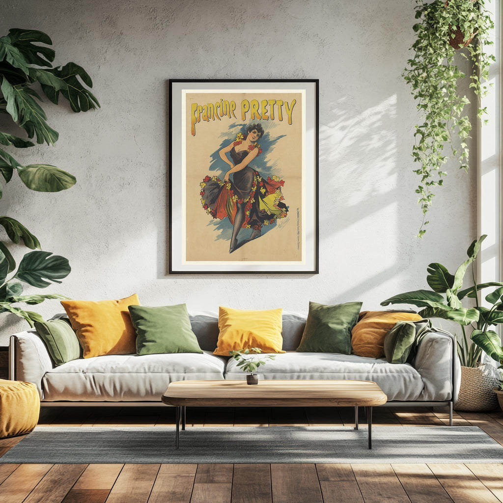 Vintage-Kunstdruckplakat - A4, A1...20x30 Zoll... Francine Pretty, A. Choubrac, 1890, Paris - Antiker Werbedruck