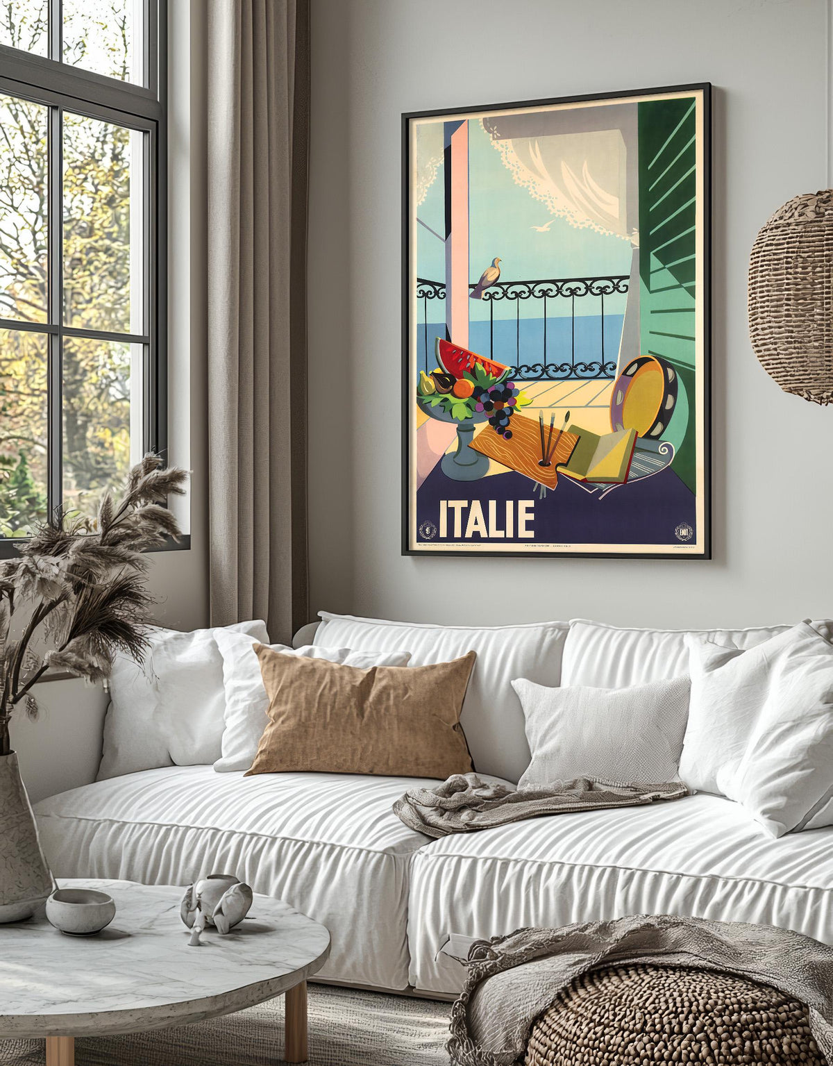 Enit · Lake Sea 50's Italy Bird Fruit Nature Morte